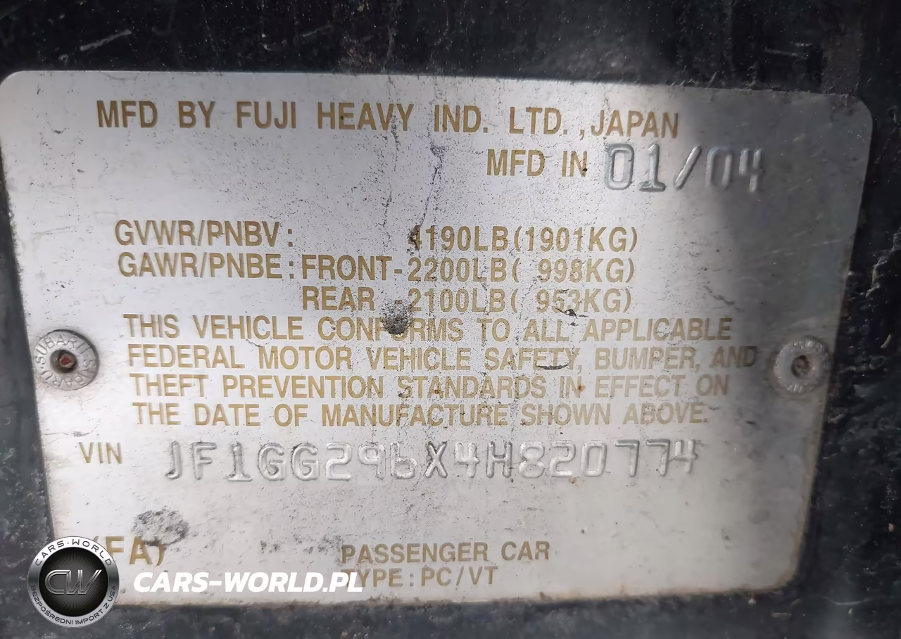 2004 Subaru Impreza Wrx VIN:JF1GG296X4H820774 - 9
