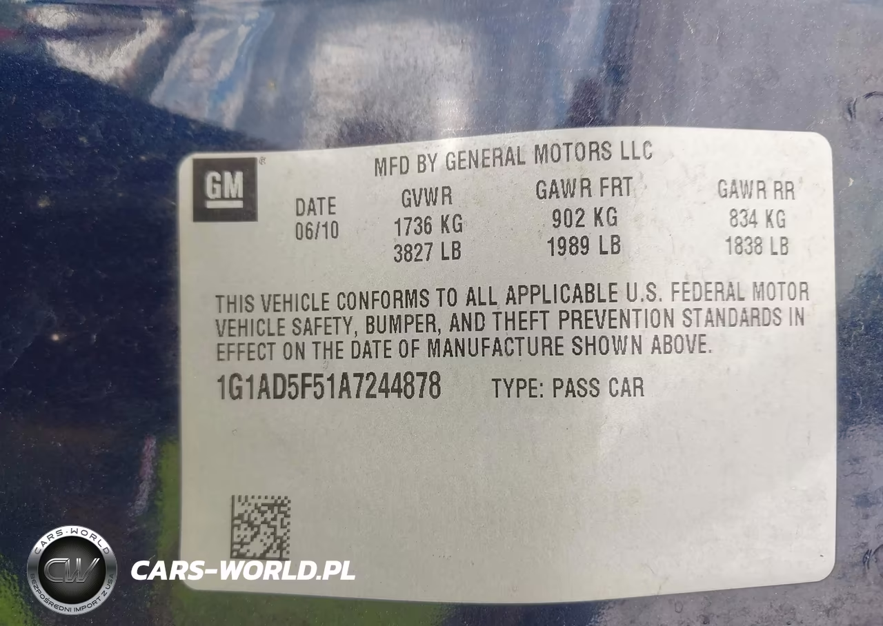 2010 Chevrolet Cobalt Lt VIN:1G1AD5F51A7244878 - 9