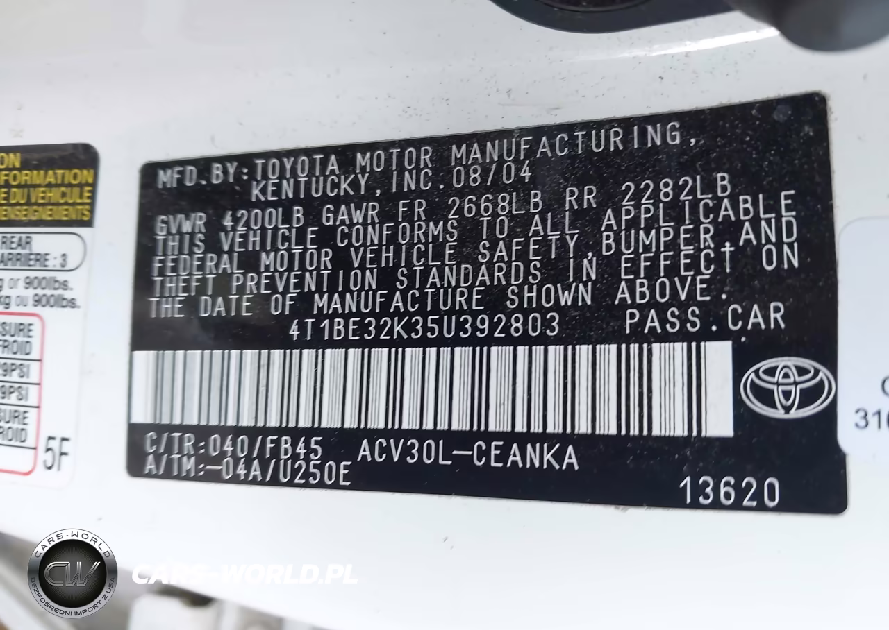 2005 Toyota Camry Le VIN:4T1BE32K35U392803 - 9
