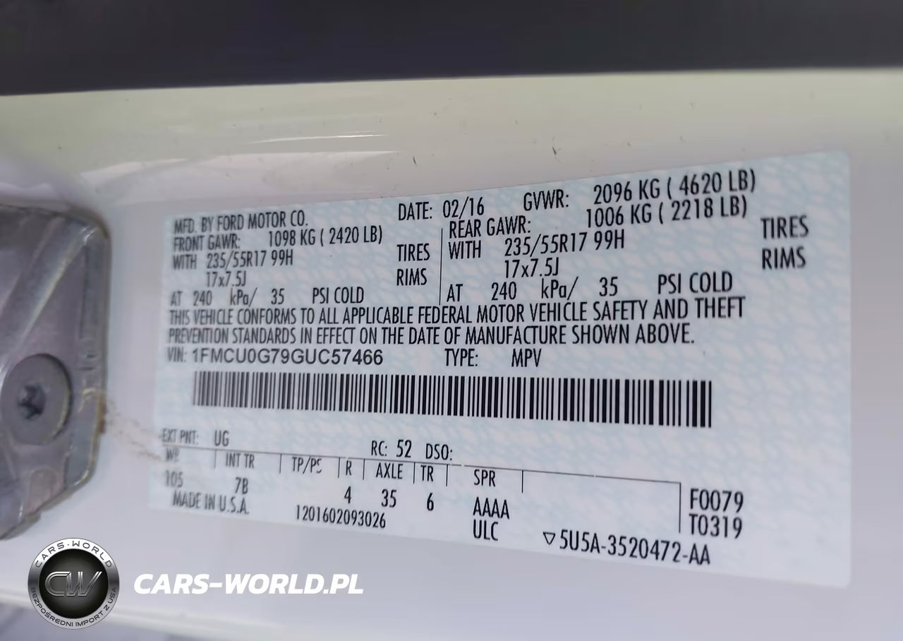 2016 Ford Escape Se VIN:1FMCU0G79GUC57466 - 9