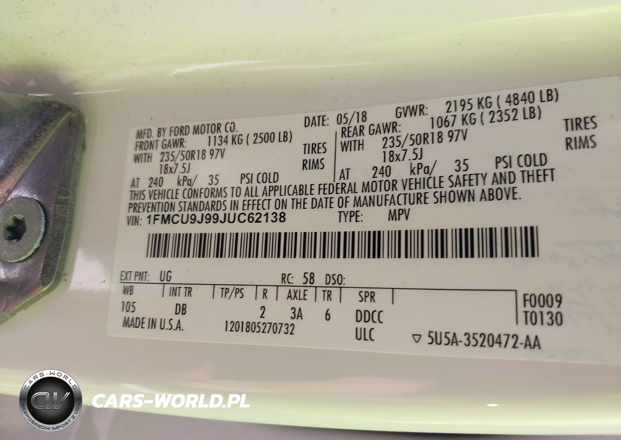 2018 Ford Escape Titanium VIN:1FMCU9J99JUC62138 - 9