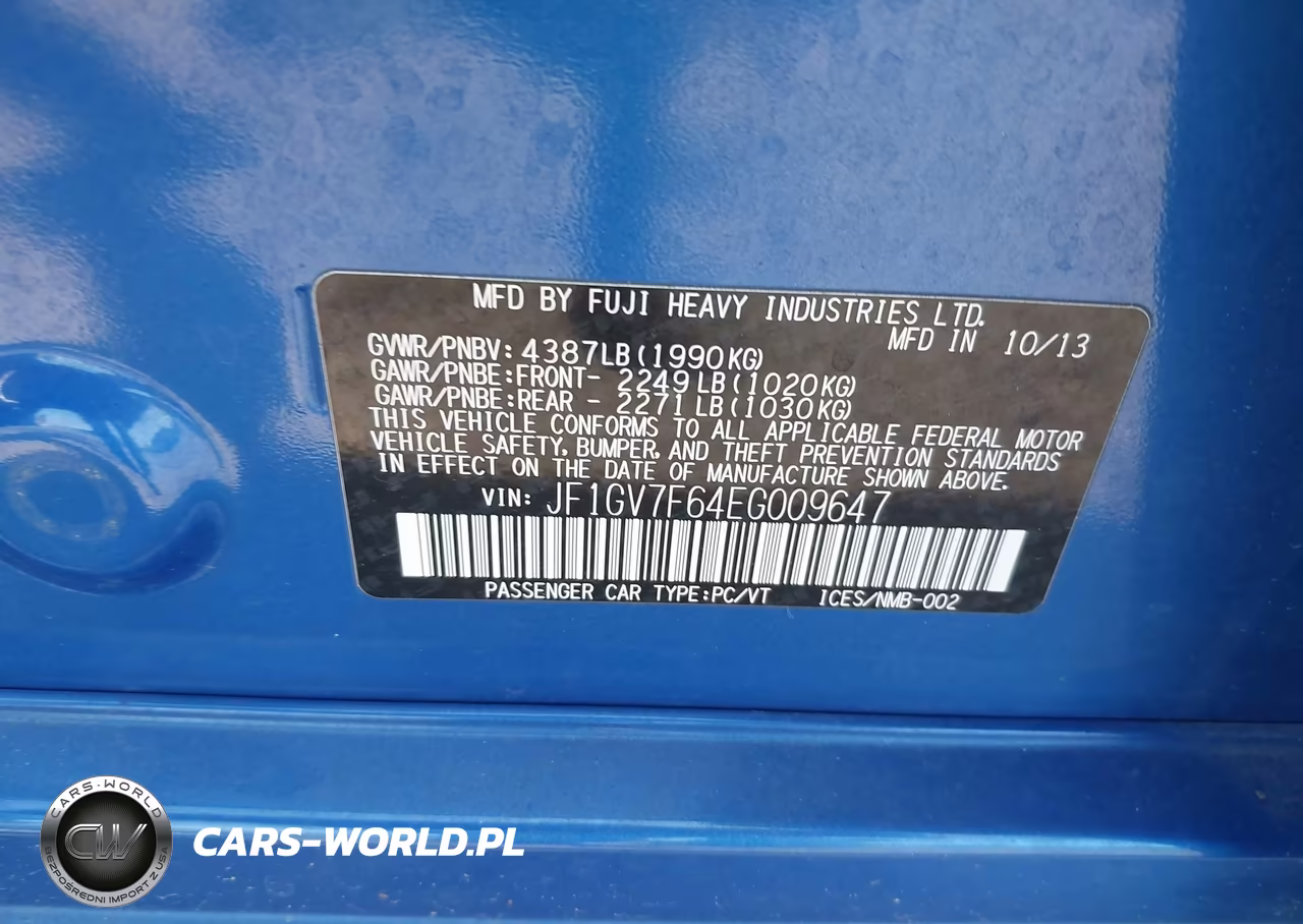 2014 Subaru Impreza Wrx Premium VIN:JF1GV7F64EG009647 - 9