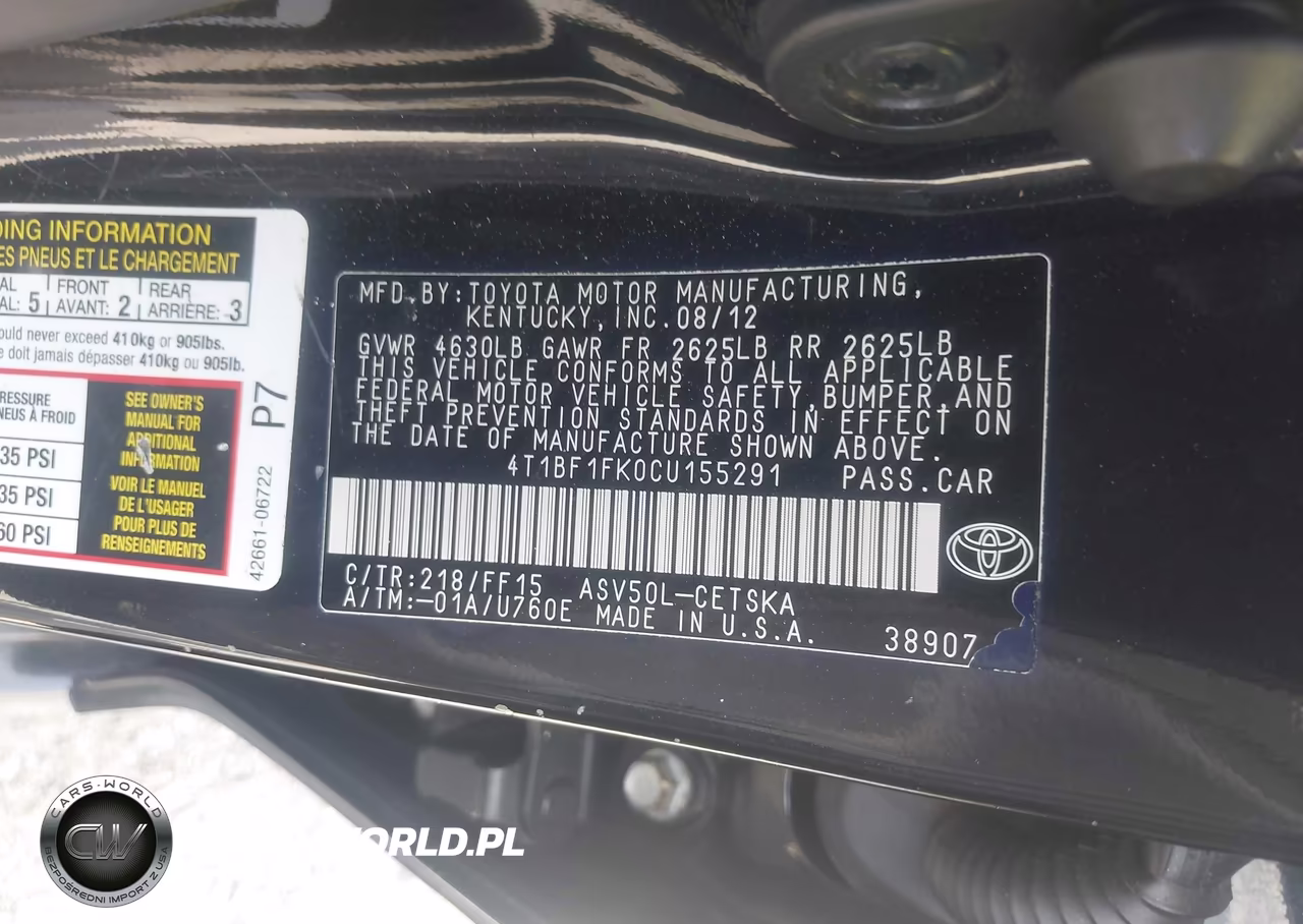 2012 Toyota Camry Se VIN:4T1BF1FK0CU155291 - 9