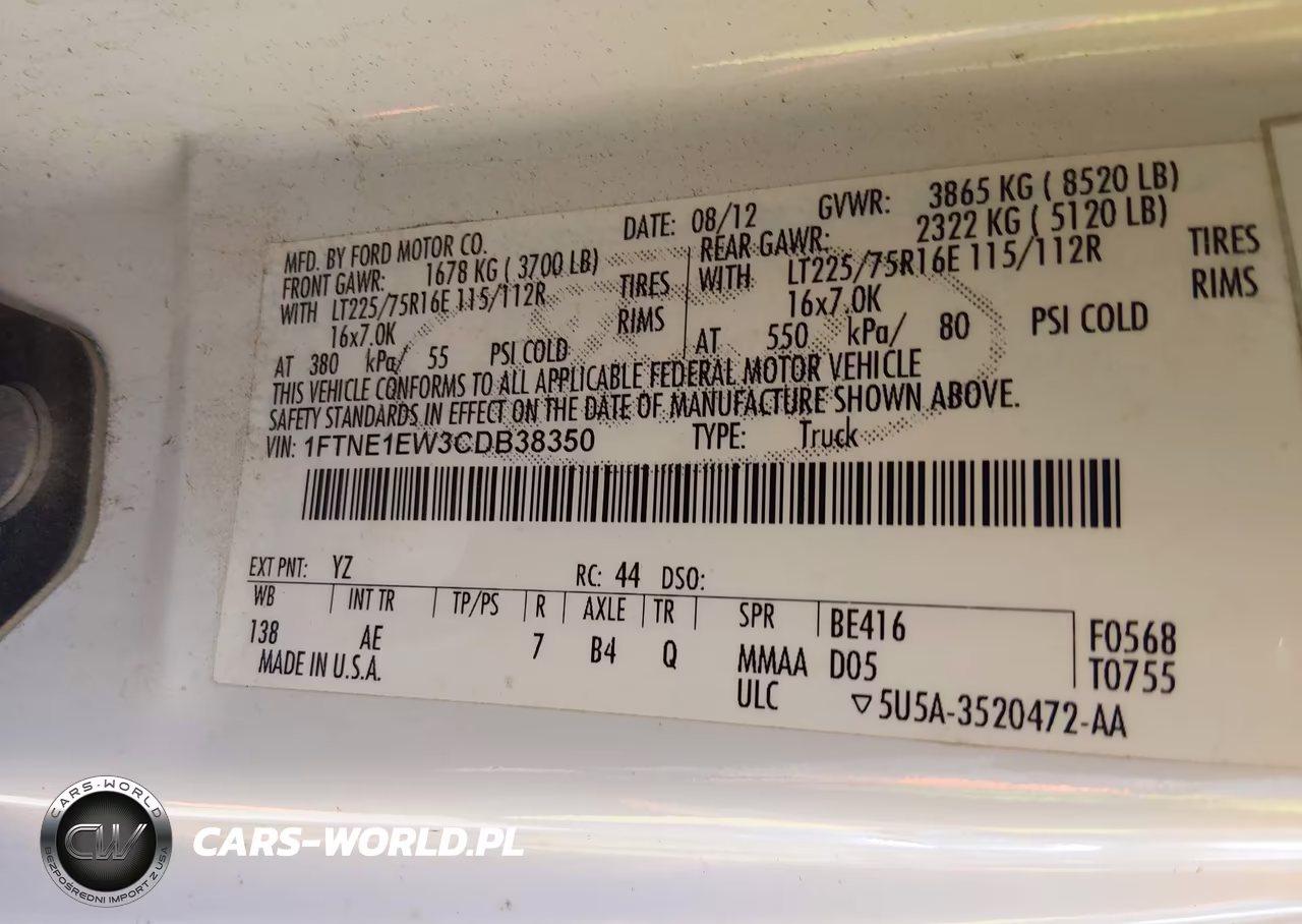 2012 Ford E-150 Commercial VIN:1FTNE1EW3CDB38350 - 9