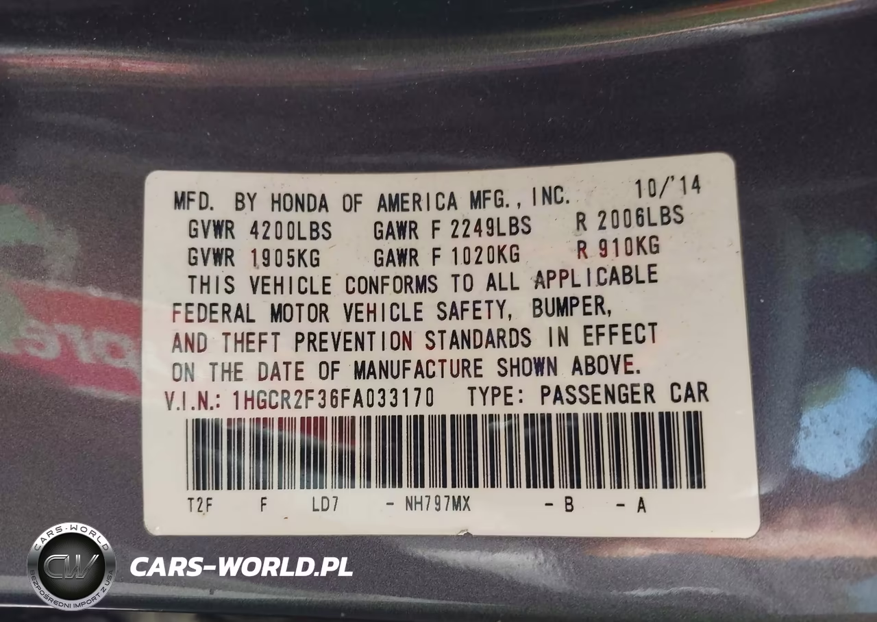 2015 Honda Accord Lx VIN:1HGCR2F36FA033170 - 9