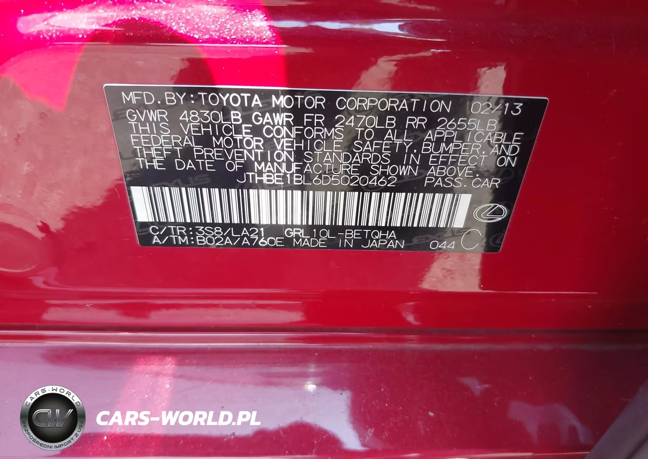 2013 Lexus Gs 350 VIN:JTHBE1BL6D5020462 - 9