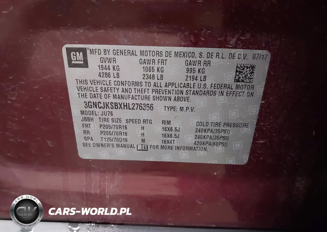2017 CHEVROLET TRAX LS VIN:3GNCJKSBXHL276356 - 9