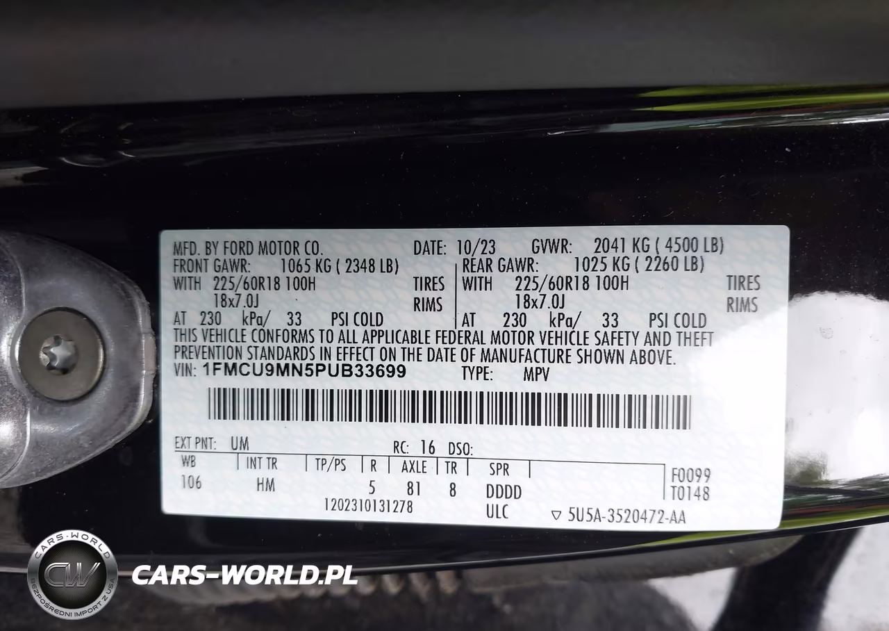 2023 Ford Escape St-Line VIN:1FMCU9MN5PUB33699 - 9