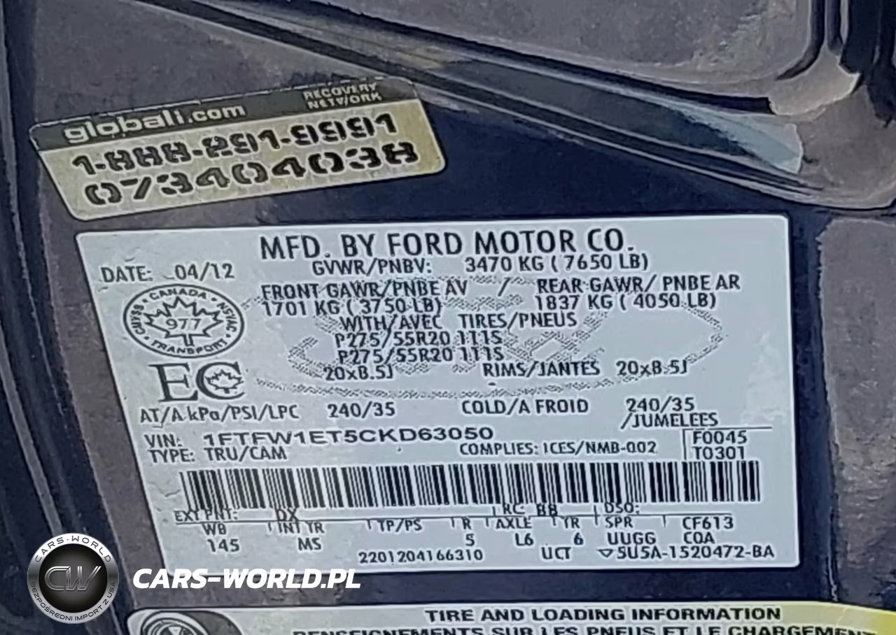 2012 Ford F-150 Xlt VIN:1FTFW1ET5CKD63050 - 9