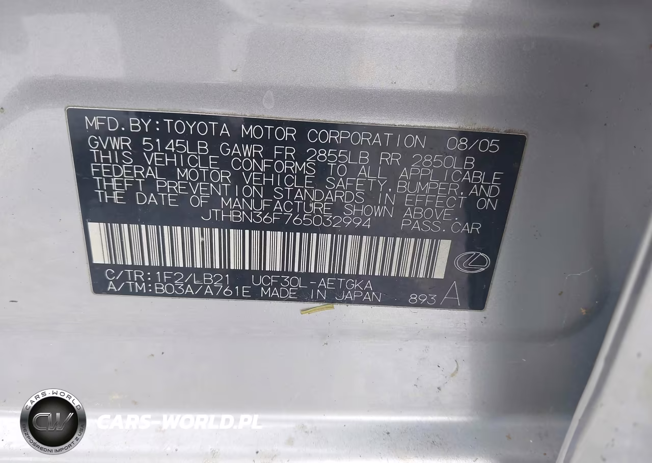 2006 Lexus Ls 430 VIN:JTHBN36F765032994 - 9