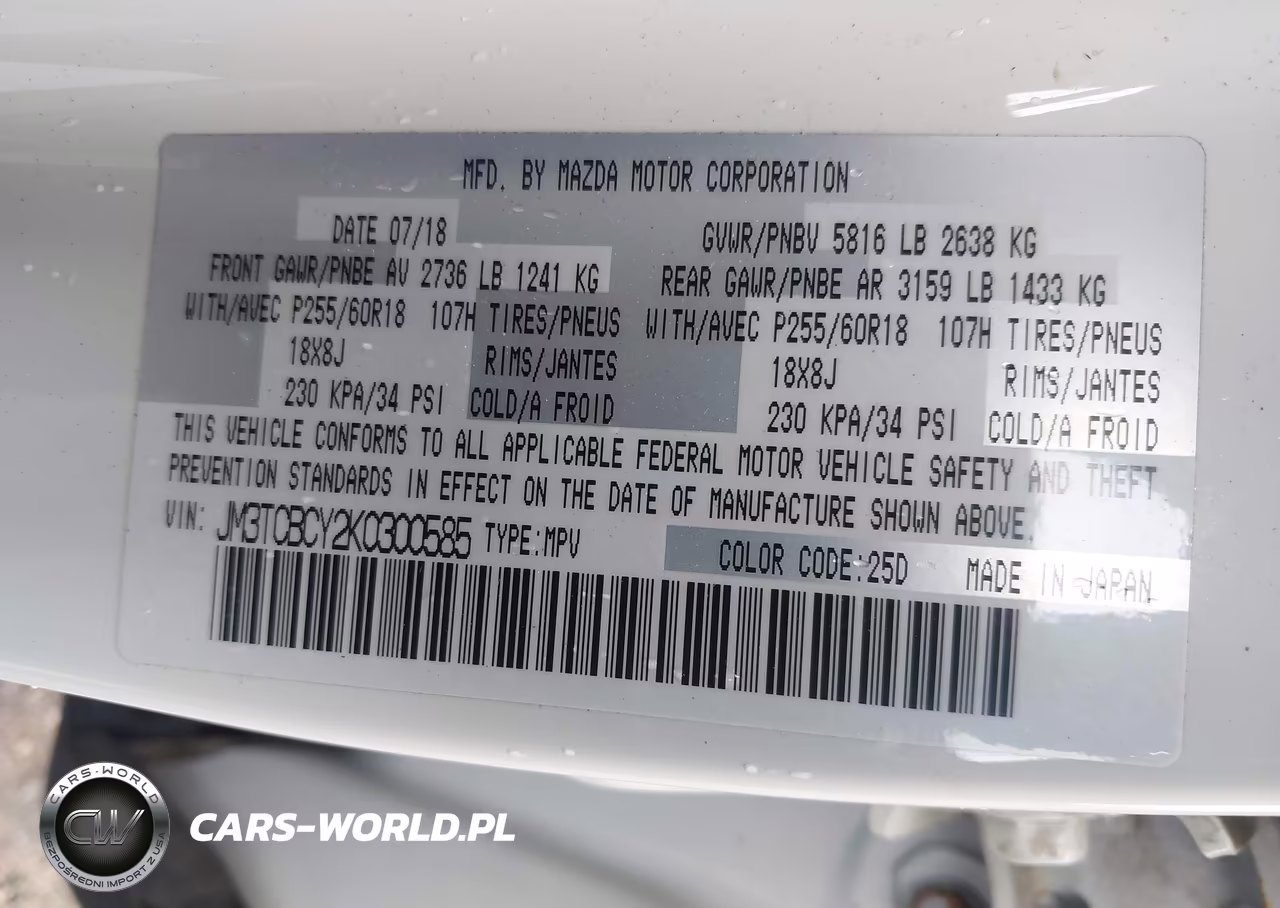 2019 Mazda Cx-9 Touring VIN:JM3TCBCY2K0300585 - 9