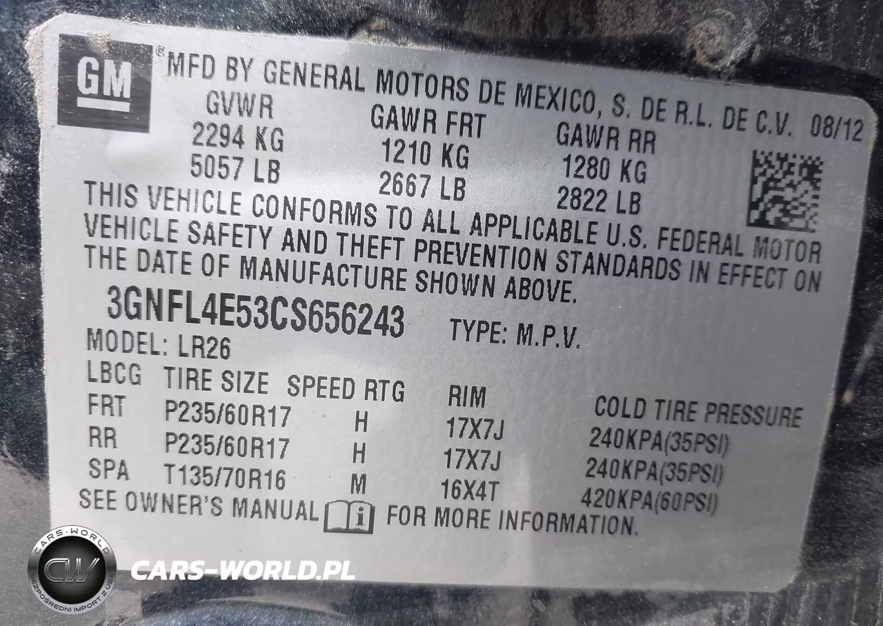 2012 Chevrolet Captiva Sport Ltz VIN:3GNFL4E53CS656243 - 9