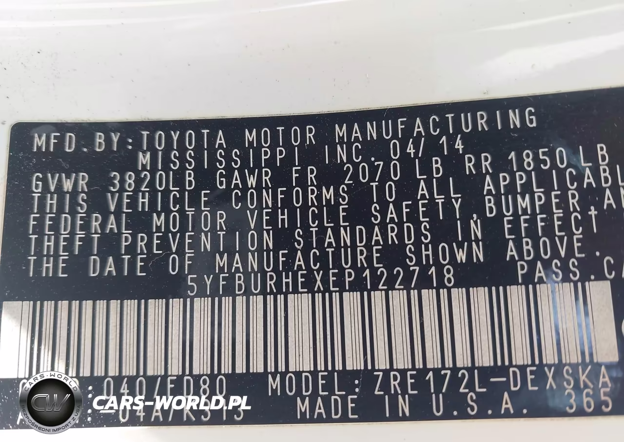 2014 Toyota Corolla S Plus VIN:5YFBURHEXEP122718 - 9