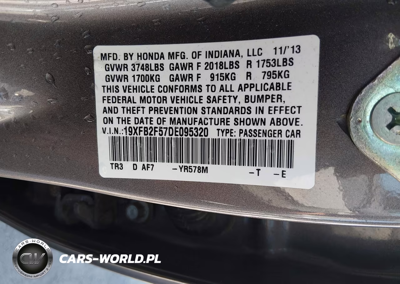 2013 Honda Civic Lx VIN:19XFB2F57DE095320 - 9