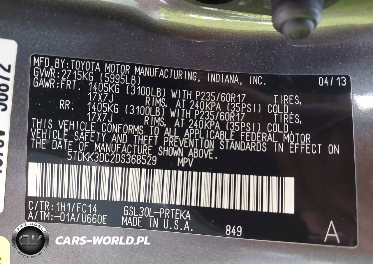 2013 Toyota Sienna Le V6 8 Passenger VIN:5TDKK3DC2DS368529 - 9