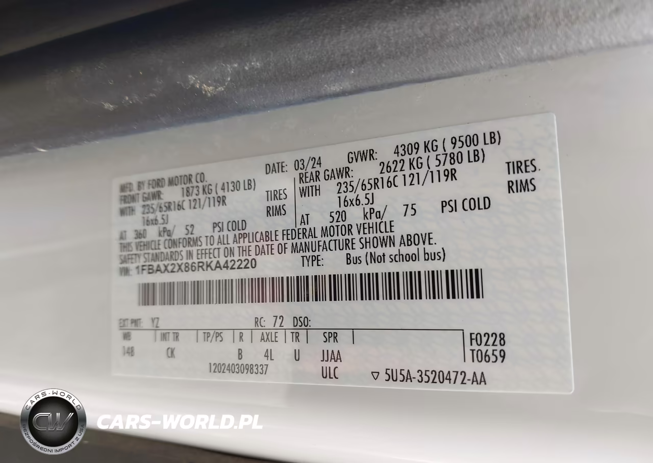 2024 Ford Transit-350 Passenger Van Xlt VIN:1FBAX2X86RKA42220 - 9