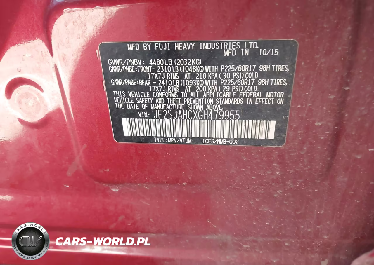 2016 Subaru Forester 2.5I Limited VIN:JF2SJAHCXGH479955 - 9