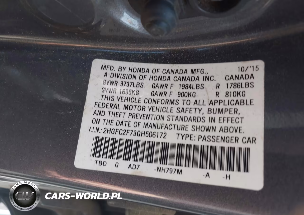 2016 Honda Civic Ex VIN:2HGFC2F73GH506172 - 9