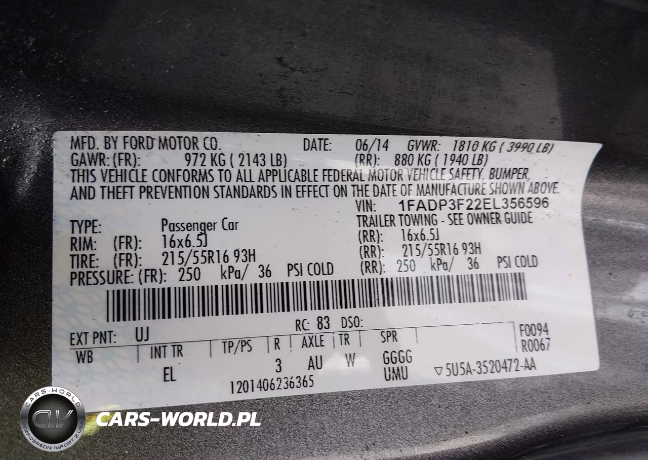 2014 Ford Focus Se VIN:1FADP3F22EL356596 - 9