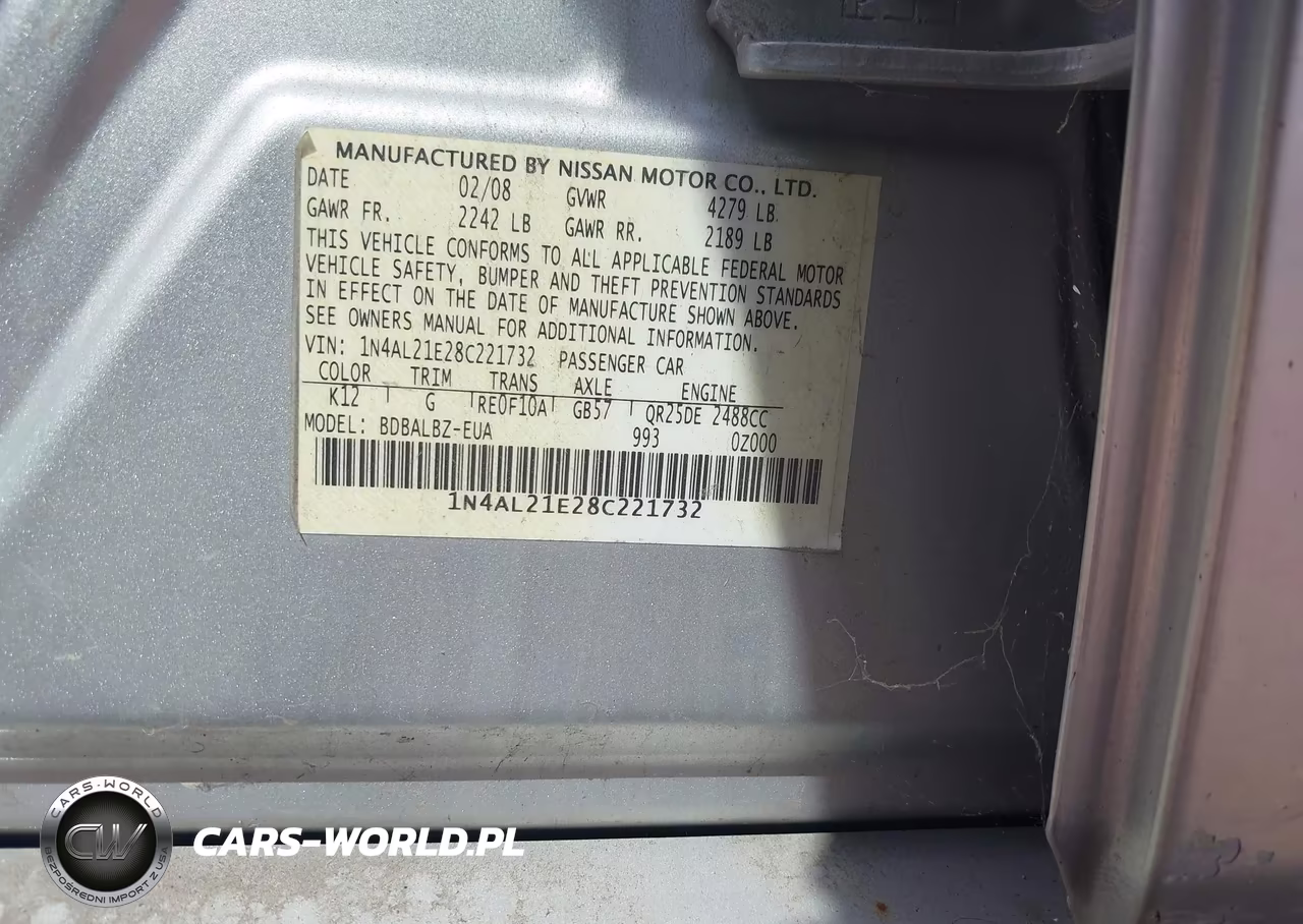 2008 Nissan Altima 2.5 S VIN:1N4AL21E28C221732 - 9
