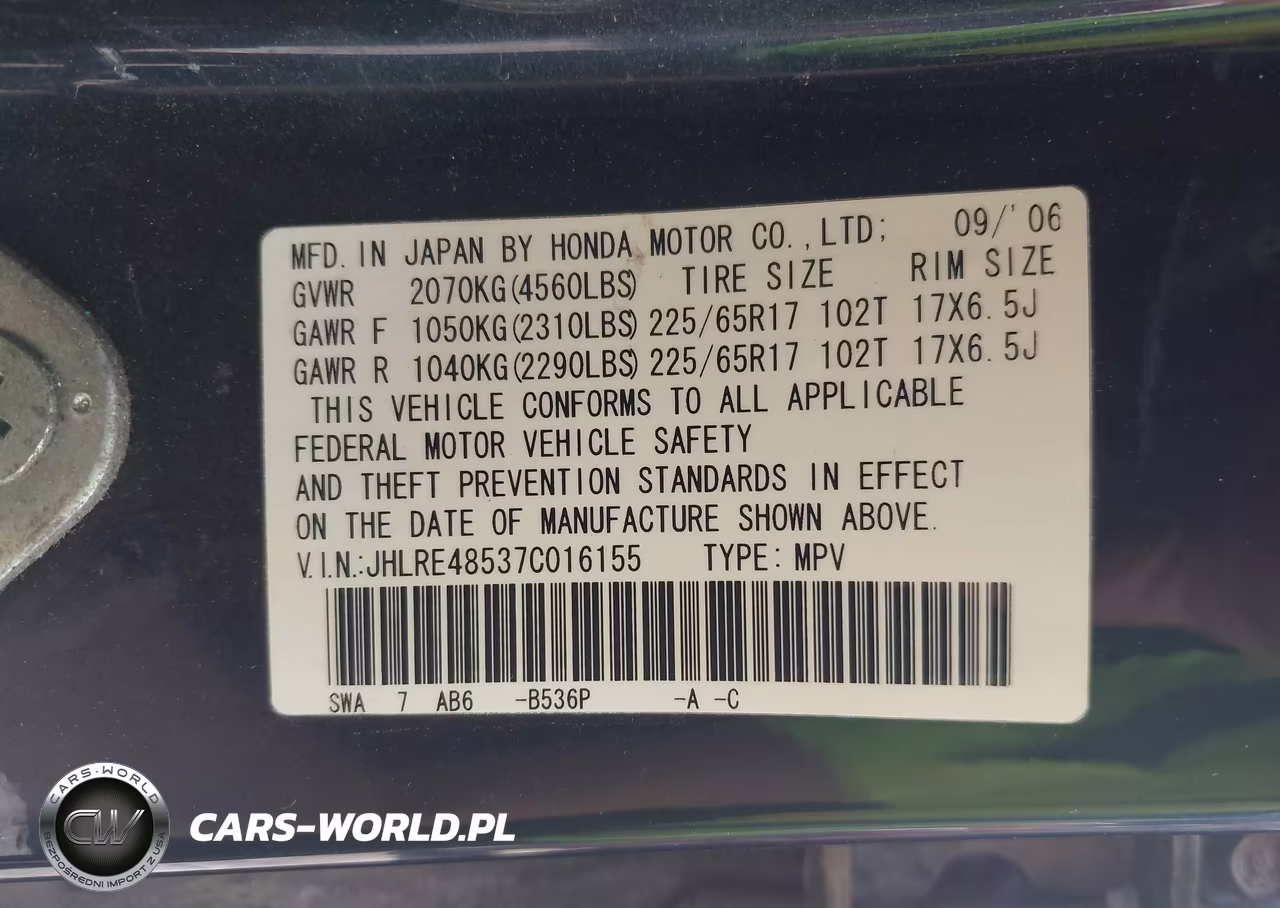 2007 Honda Cr-V Ex VIN:JHLRE48537C016155 - 9