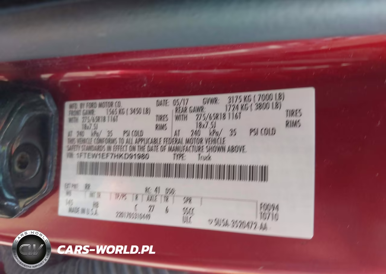 2017 Ford F-150 Lariat VIN:1FTEW1EF7HKD91980 - 9