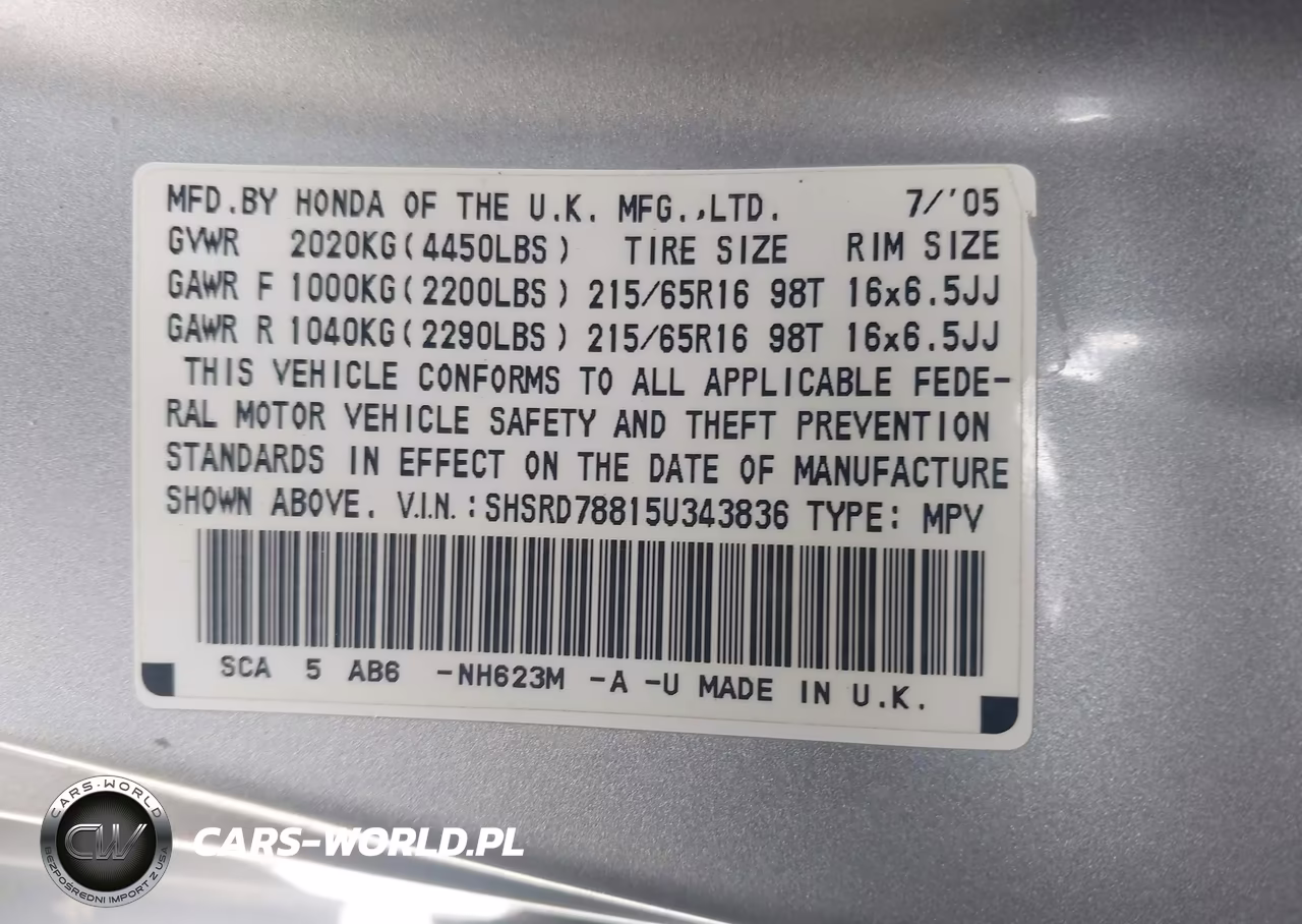 2005 Honda Cr-V Ex VIN:SHSRD78815U343836 - 9