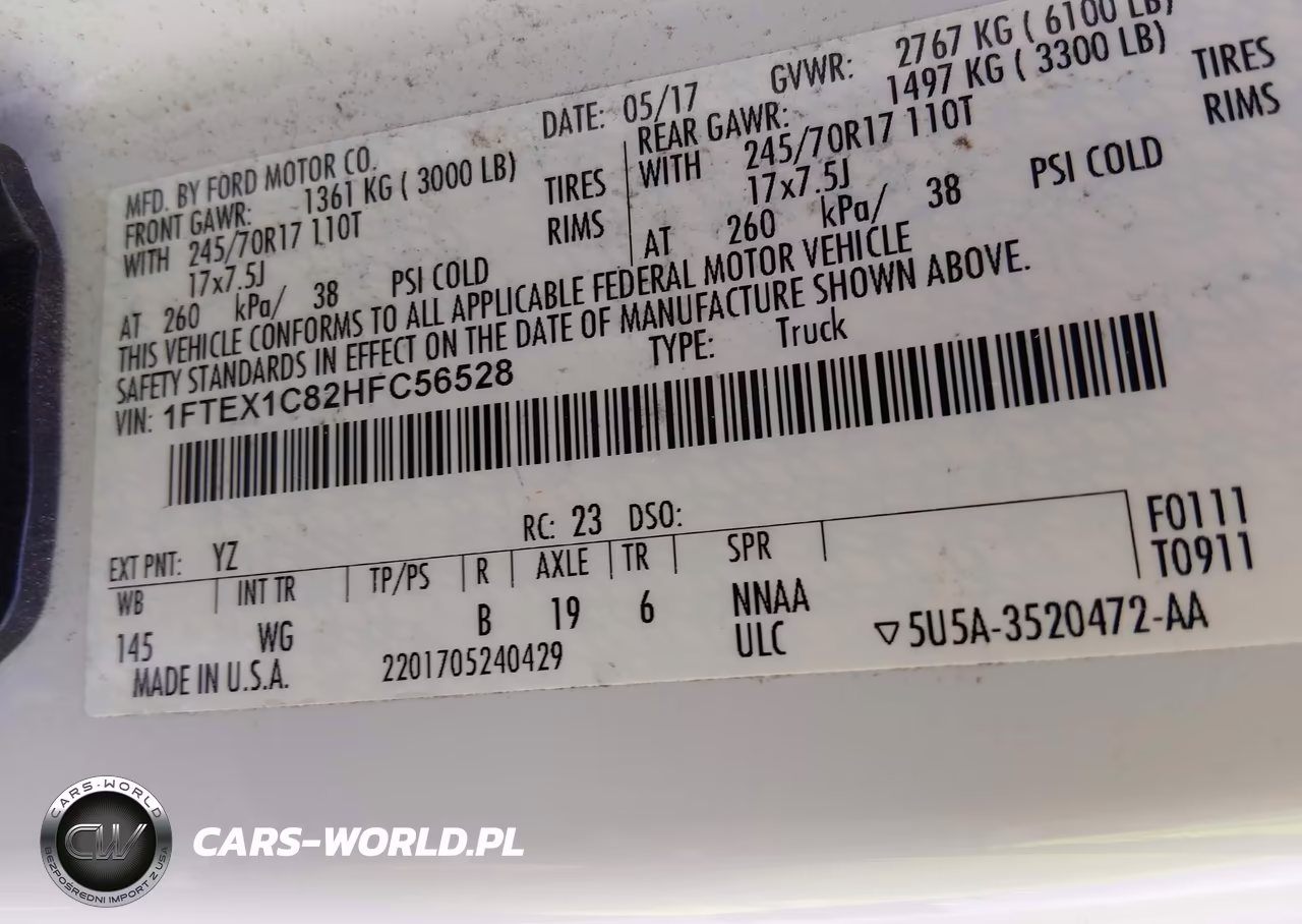 2017 Ford F-150 Xl VIN:1FTEX1C82HFC56528 - 9