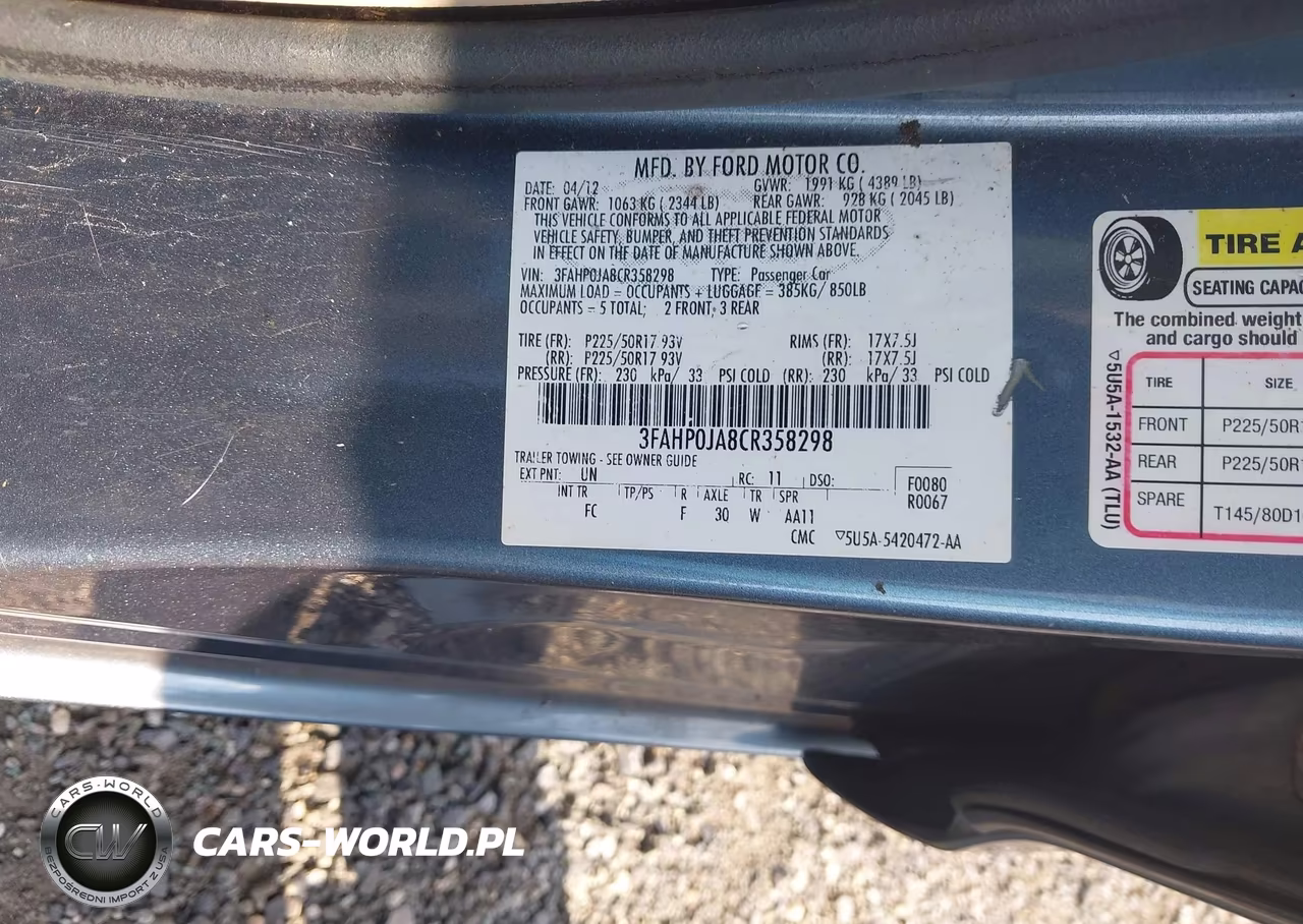 2012 Ford Fusion Sel VIN:3FAHP0JA8CR358298 - 9