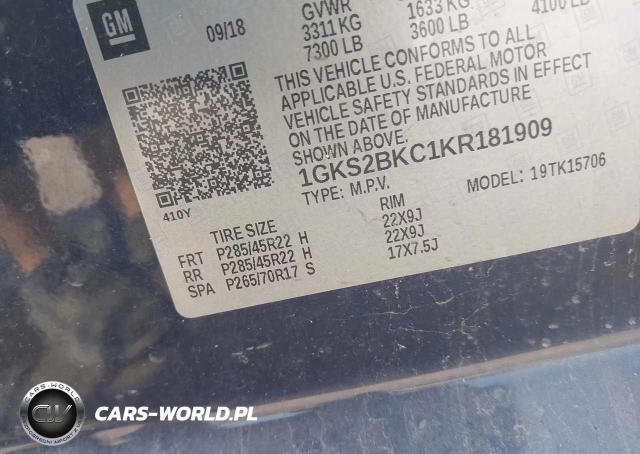 2019 GMC Yukon Slt VIN:1GKS2BKC1KR181909 - 9