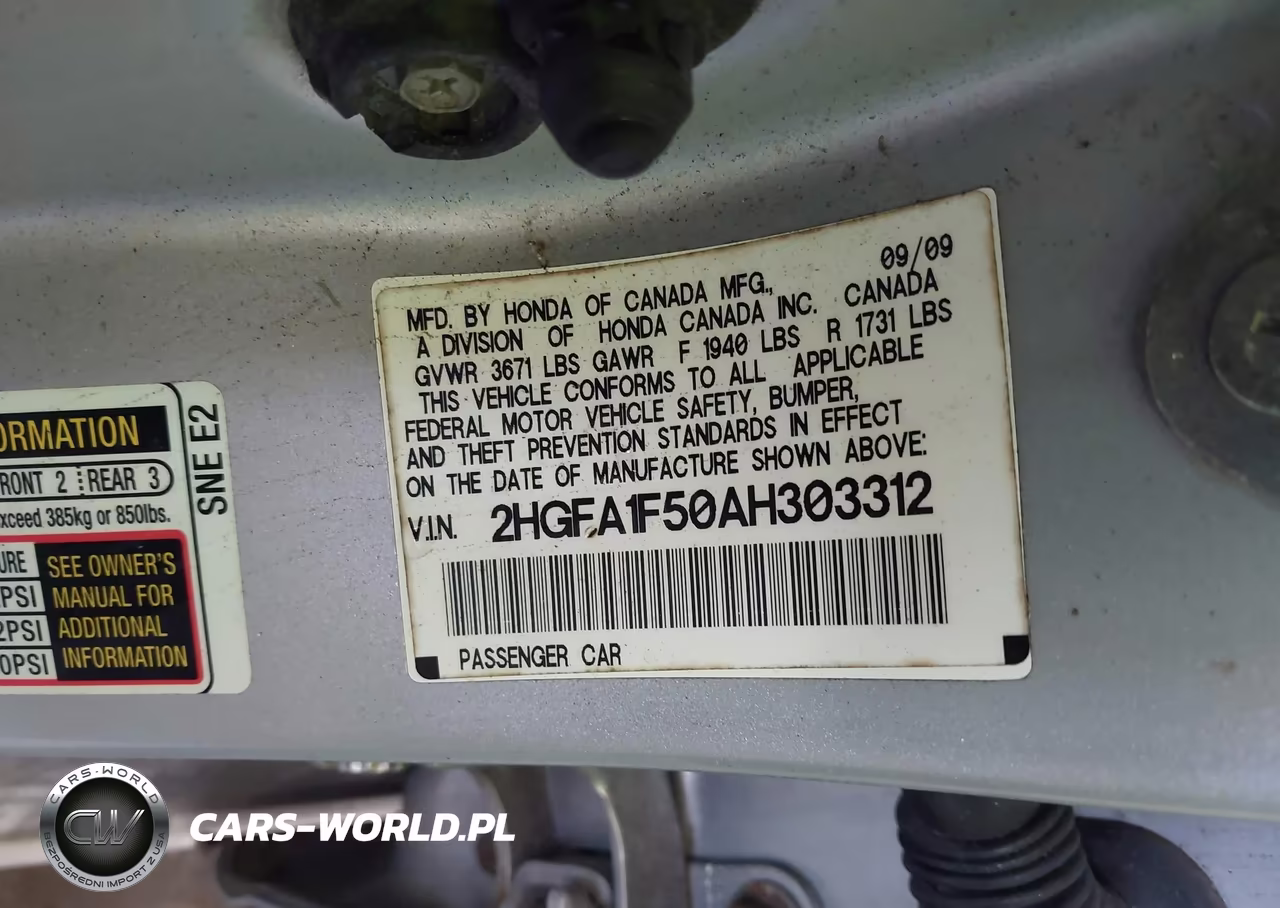 2010 Honda Civic Lx VIN:2HGFA1F50AH303312 - 9