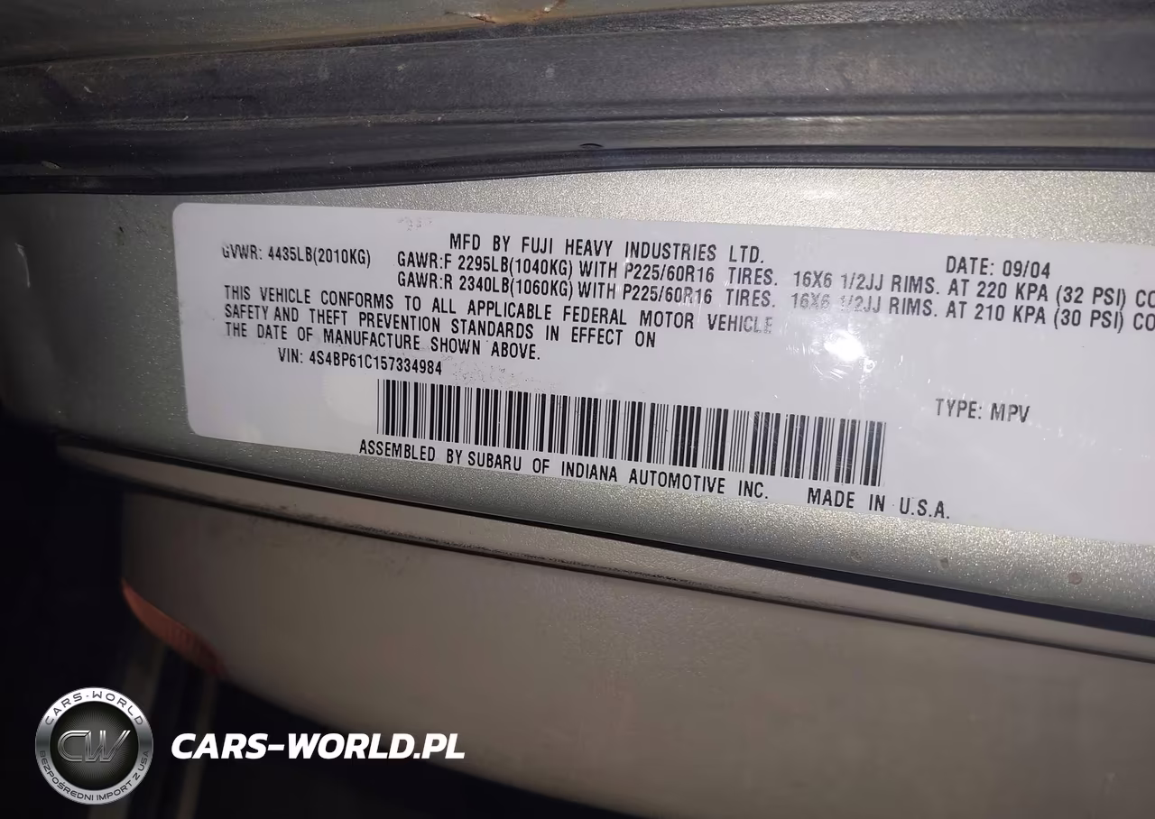 2005 Subaru Outback 2.5I VIN:4S4BP61C157334984 - 9