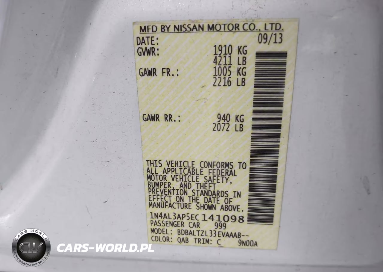 2014 Nissan Altima 2.5 Sv VIN:1N4AL3AP5EC141098 - 9