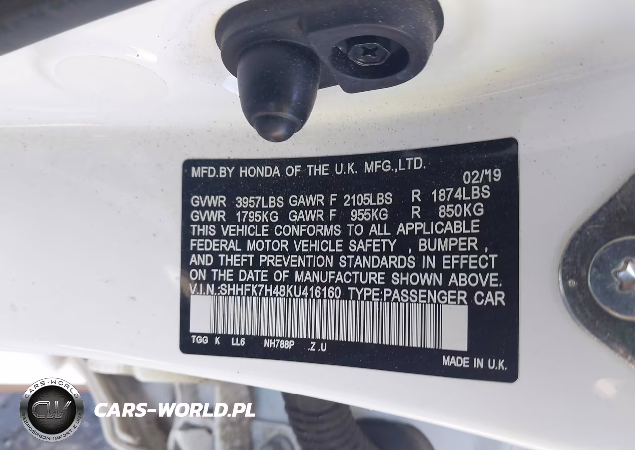 2019 Honda Civic Sport VIN:SHHFK7H48KU416160 - 9