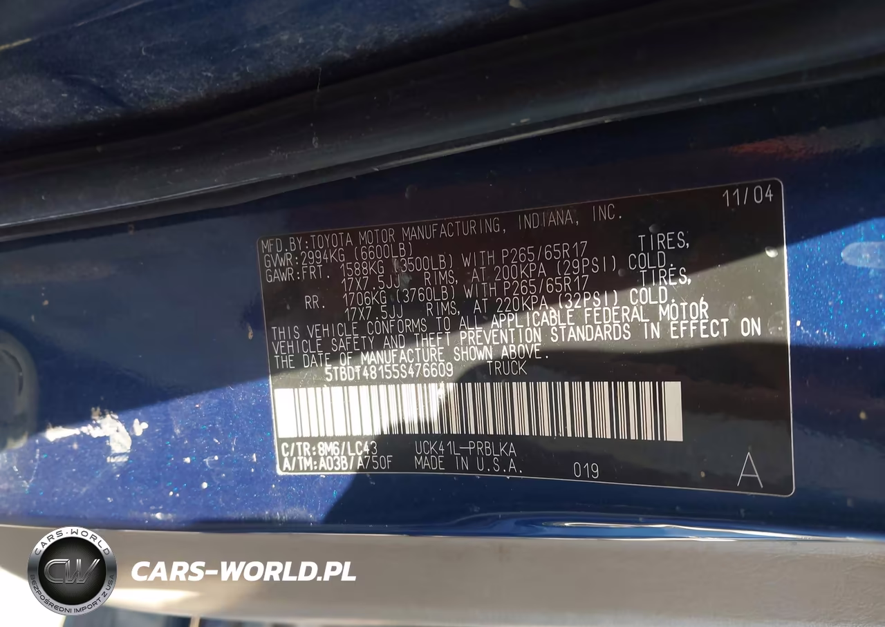 2005 Toyota Tundra Limited V8 VIN:5TBDT48155S476609 - 9