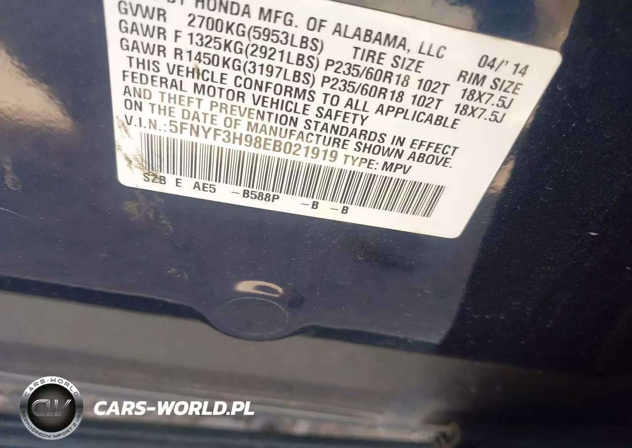 2014 Honda Pilot Touring VIN:5FNYF3H98EB021919 - 9