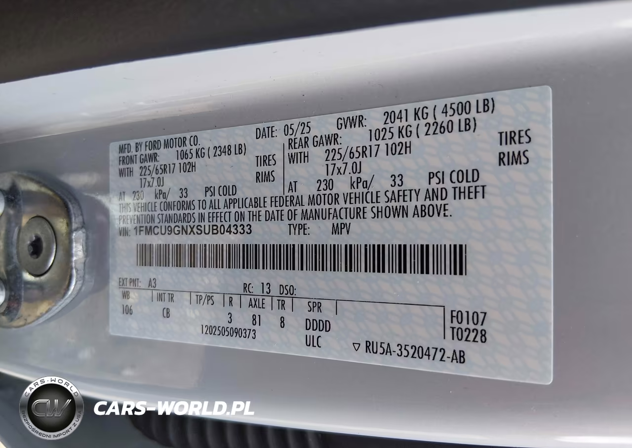 2025 Ford Escape Active VIN:1FMCU9GNXSUB04333 - 9