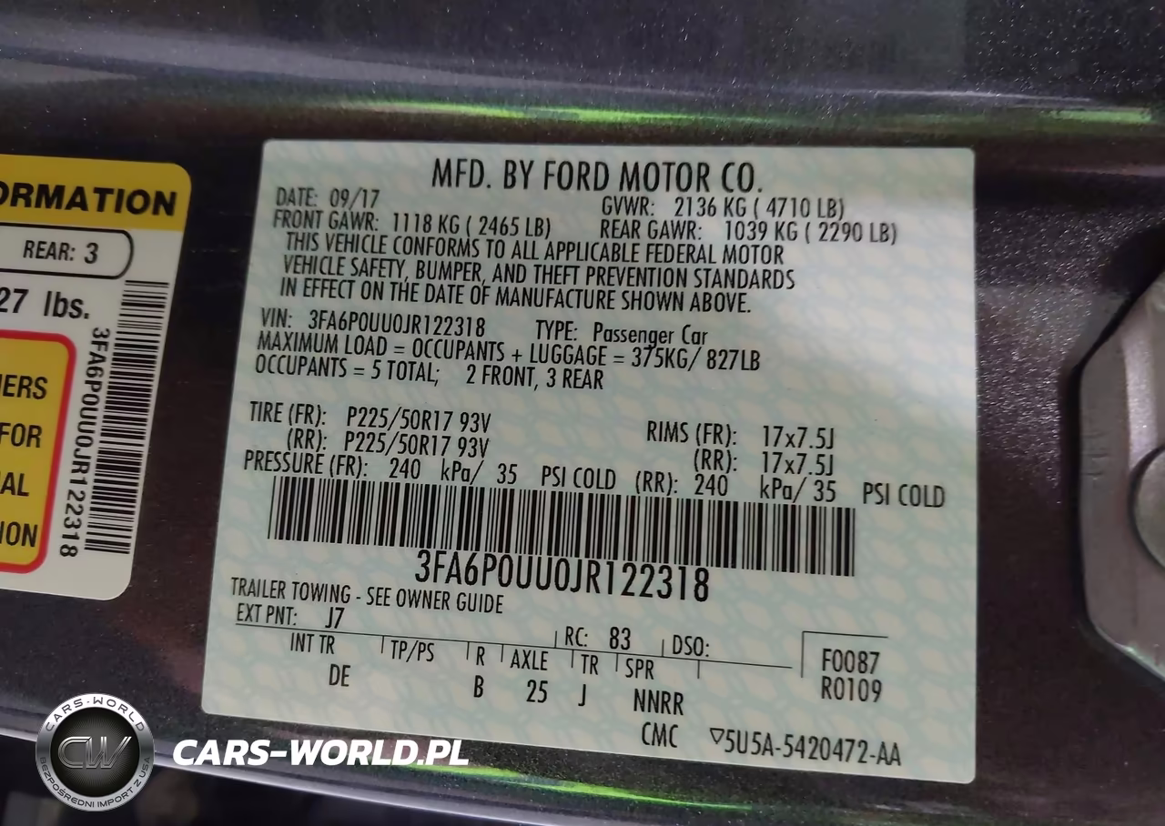 2018 Ford Fusion Hybrid S VIN:3FA6P0UU0JR122318 - 9