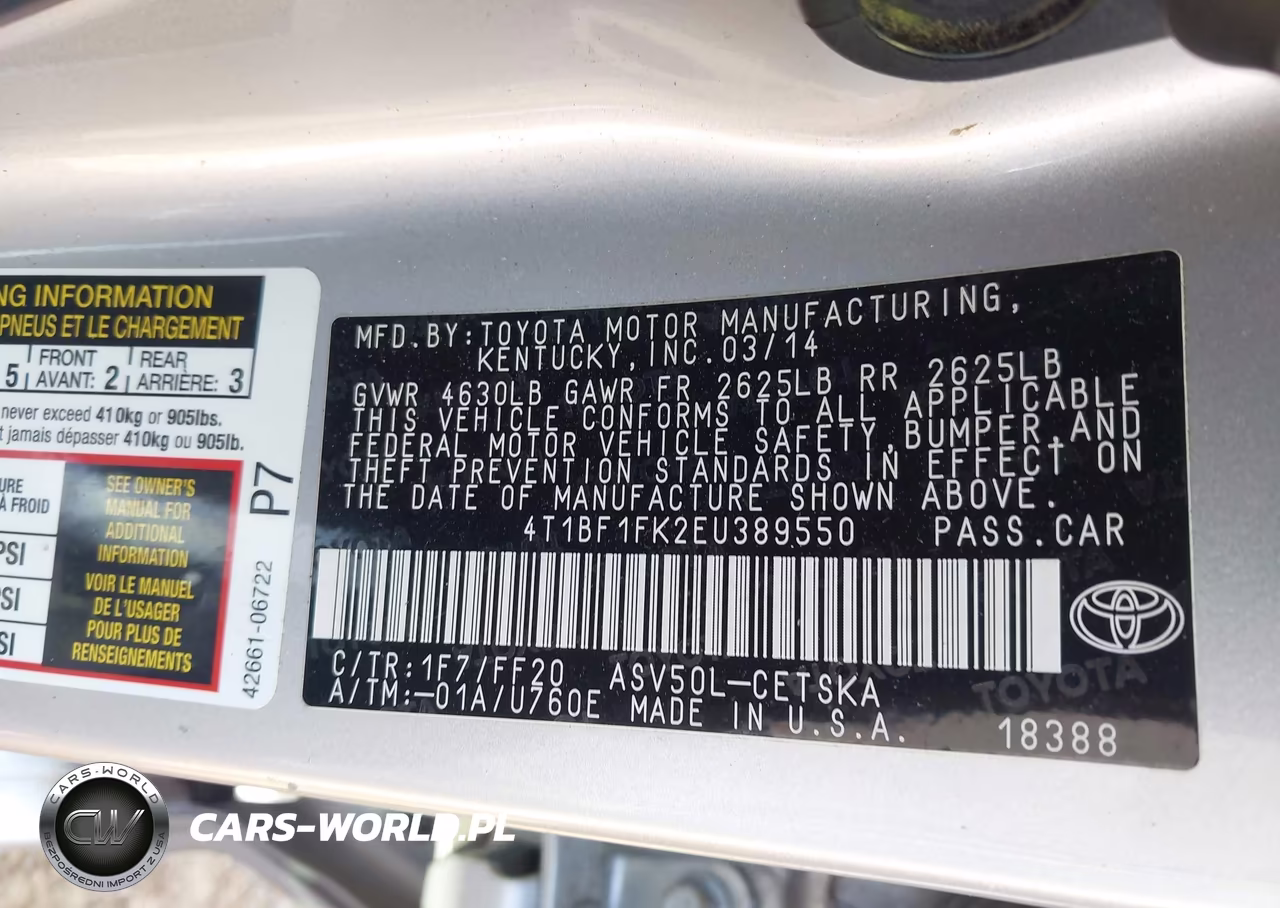 2014 Toyota Camry Se VIN:4T1BF1FK2EU389550 - 9