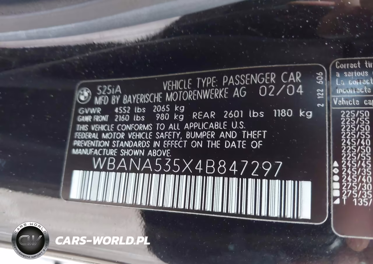 2004 BMW 525I VIN:WBANA535X4B847297 - 9