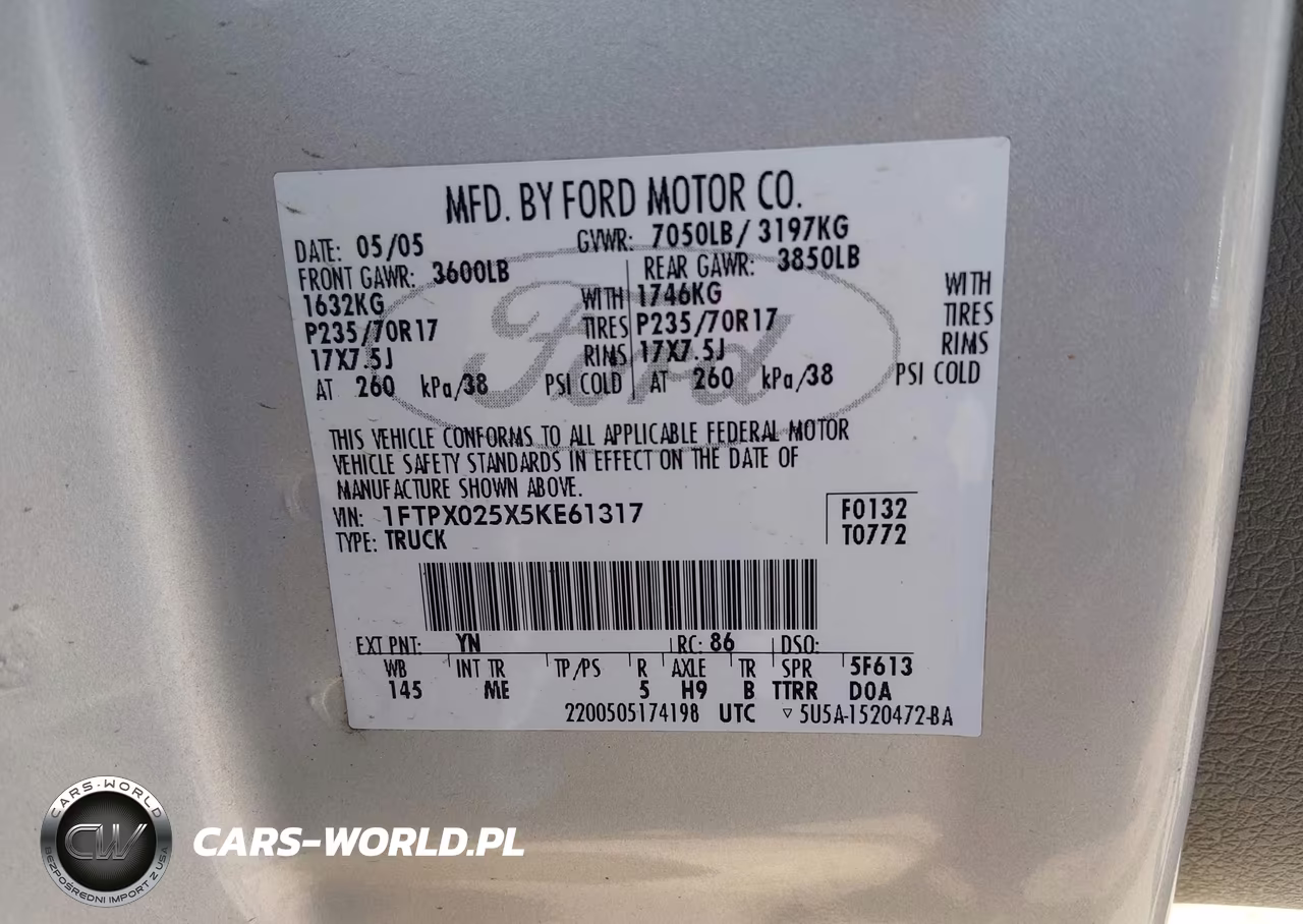 2005 Ford F-150 Xlt VIN:1FTPX025X5KE61317 - 9