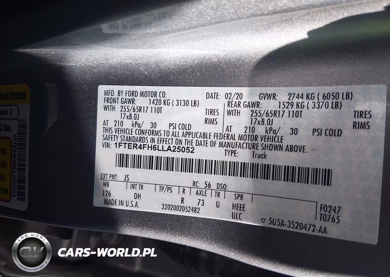 2020 Ford Ranger Lariat VIN:1FTER4FH6LLA25052 - 9