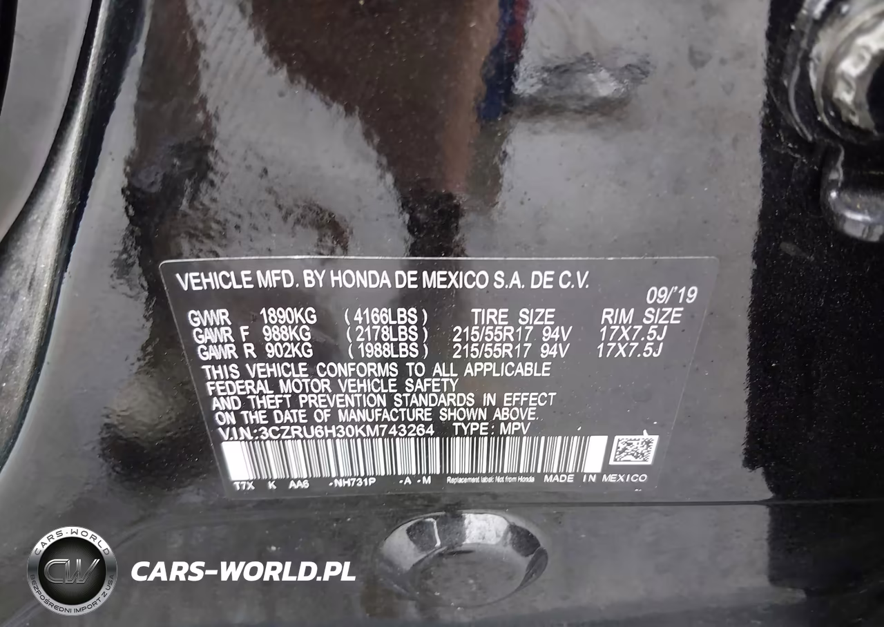 2019 Honda Hr-V Lx VIN:3CZRU6H30KM743264 - 9