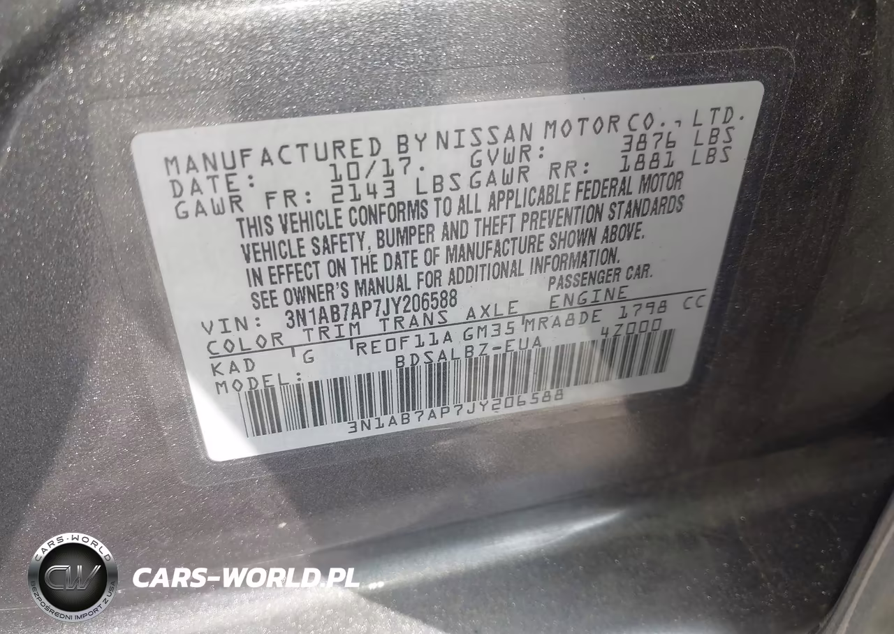 2018 Nissan Sentra S VIN:3N1AB7AP7JY206588 - 9