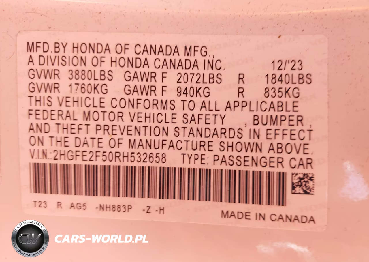 2024 Honda Civic Sport VIN:2HGFE2F50RH532658 - 9