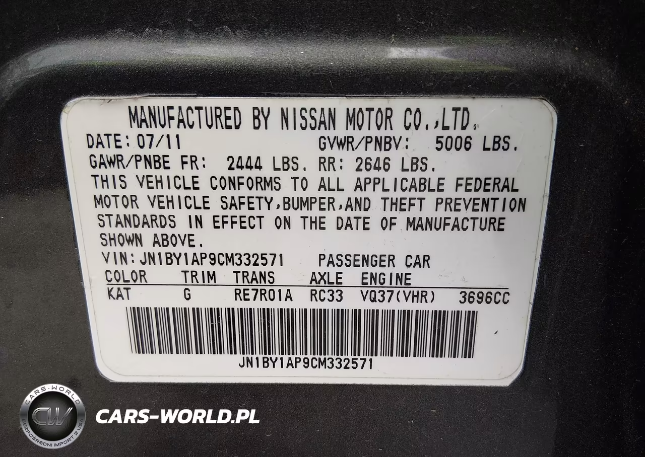 2012 Infiniti M37 VIN:JN1BY1AP9CM332571 - 9