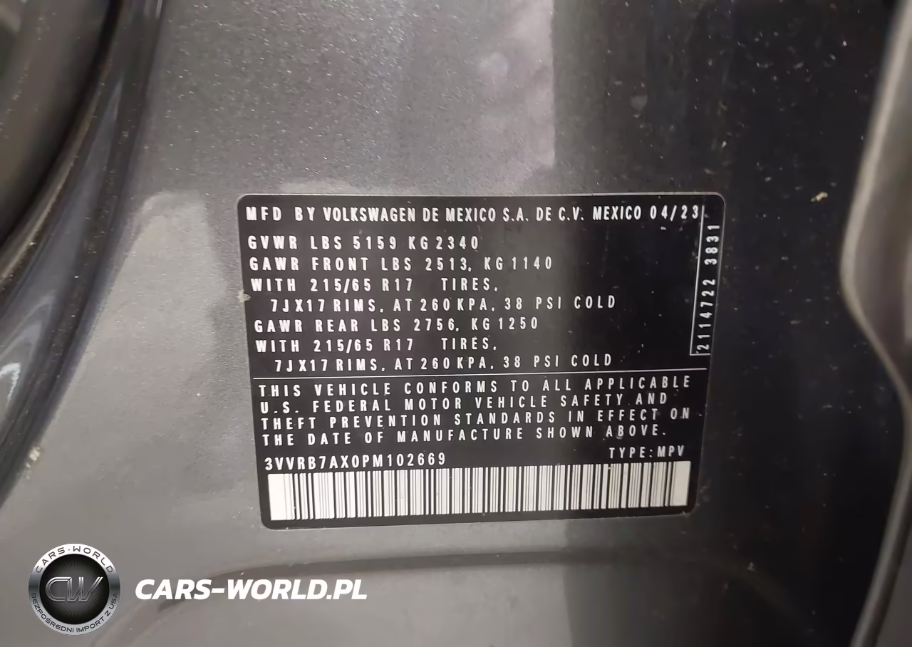 2023 Volkswagen Tiguan 2.0T S VIN:3VVRB7AX0PM102669 - 9