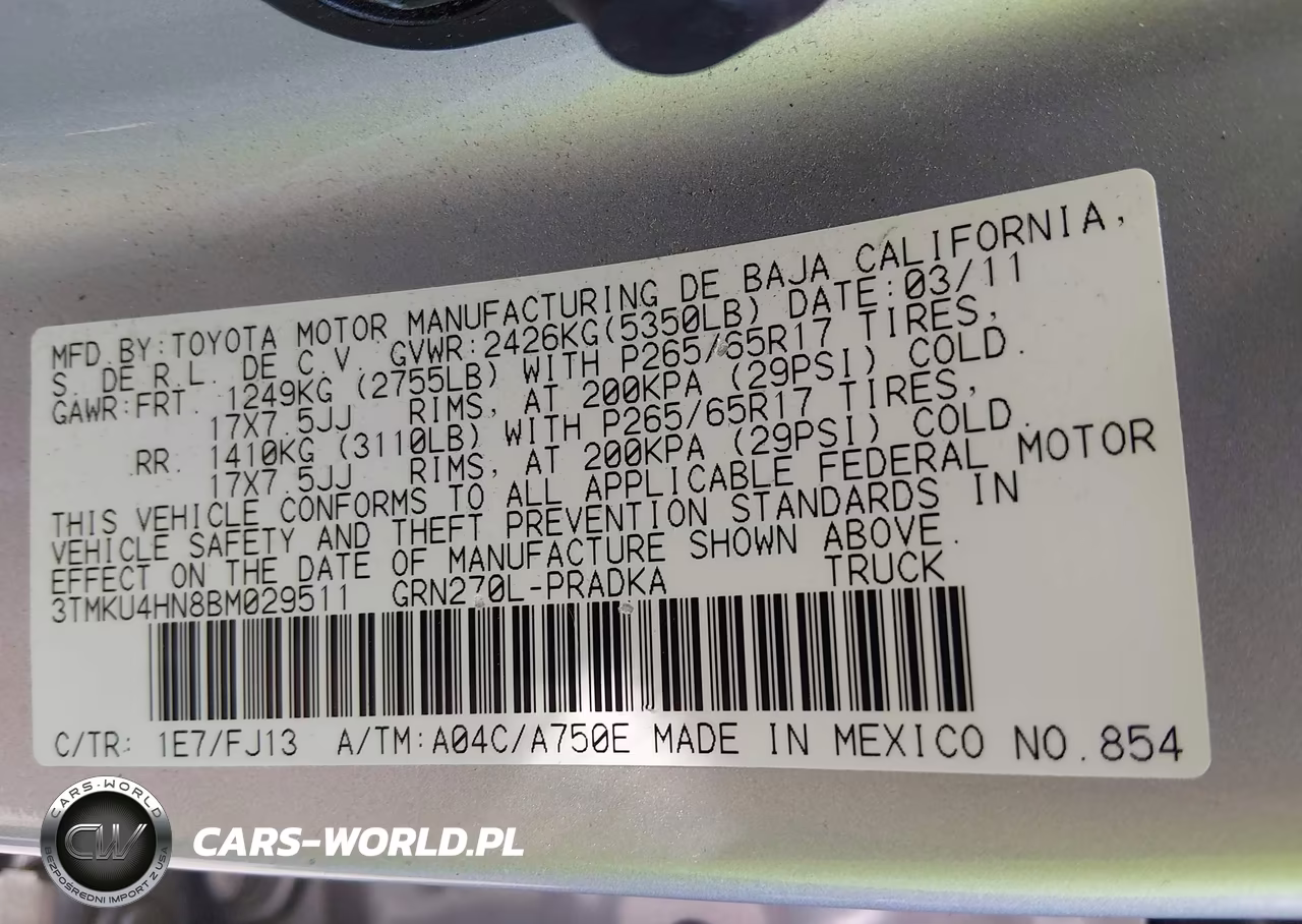 2011 Toyota Tacoma Prerunner V6 VIN:3TMKU4HN8BM029511 - 9