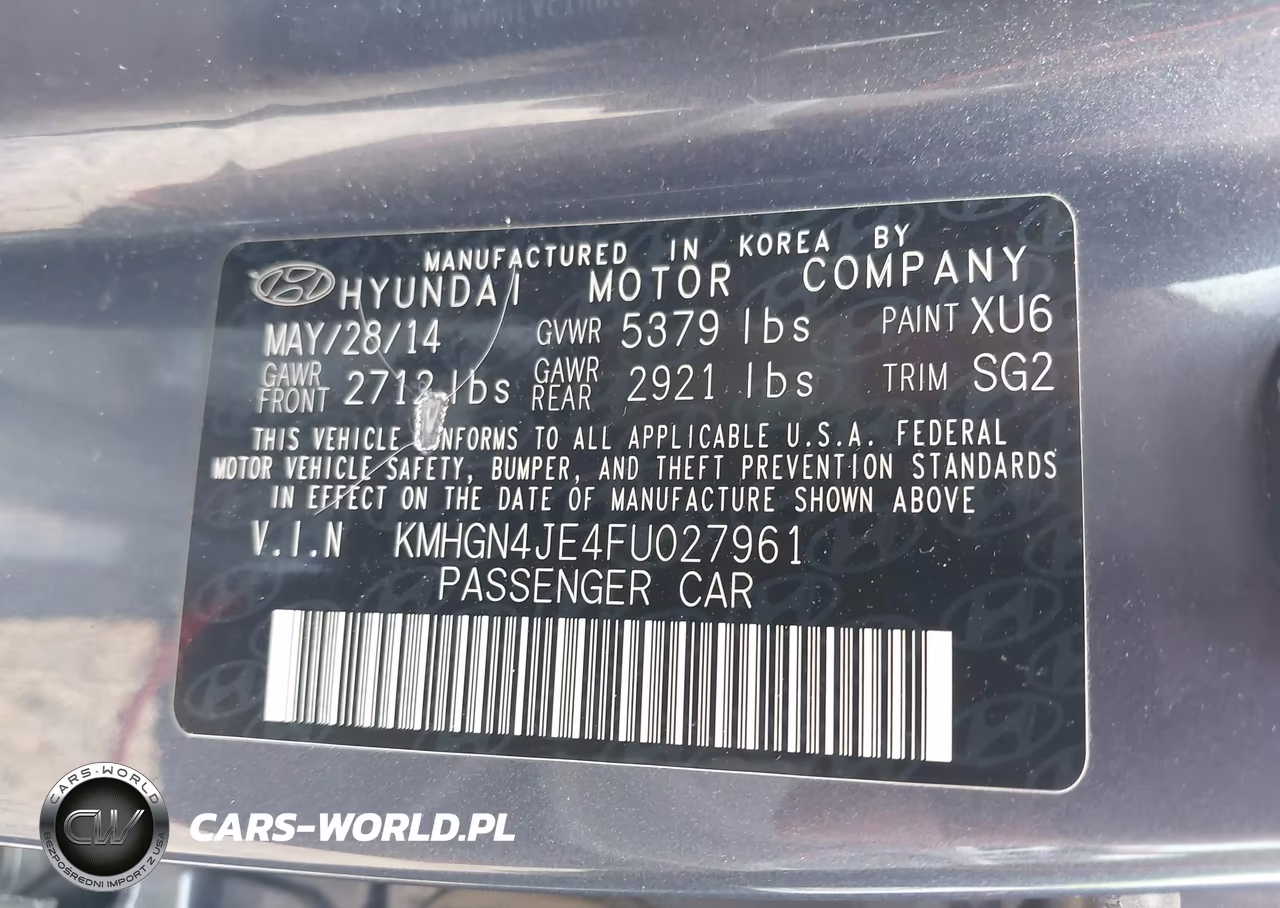 2015 Hyundai Genesis 3.8L VIN:KMHGN4JE4FU027961 - 9