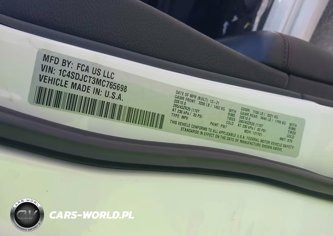 2021 Dodge Durango R-T Awd VIN:1C4SDJCT3MC765698 - 9
